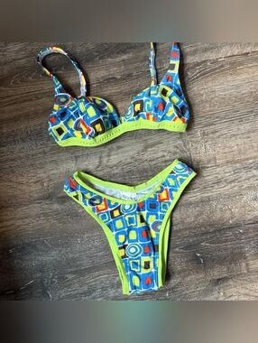 Dalvi Multi High Cut Cheeky Pattern Bikini Set